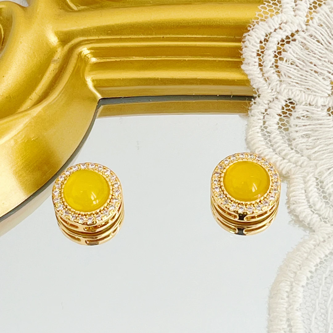 左夕 M5861【3个金底芒果奶昔通孔】铜镀金高保色DIY手作饰品