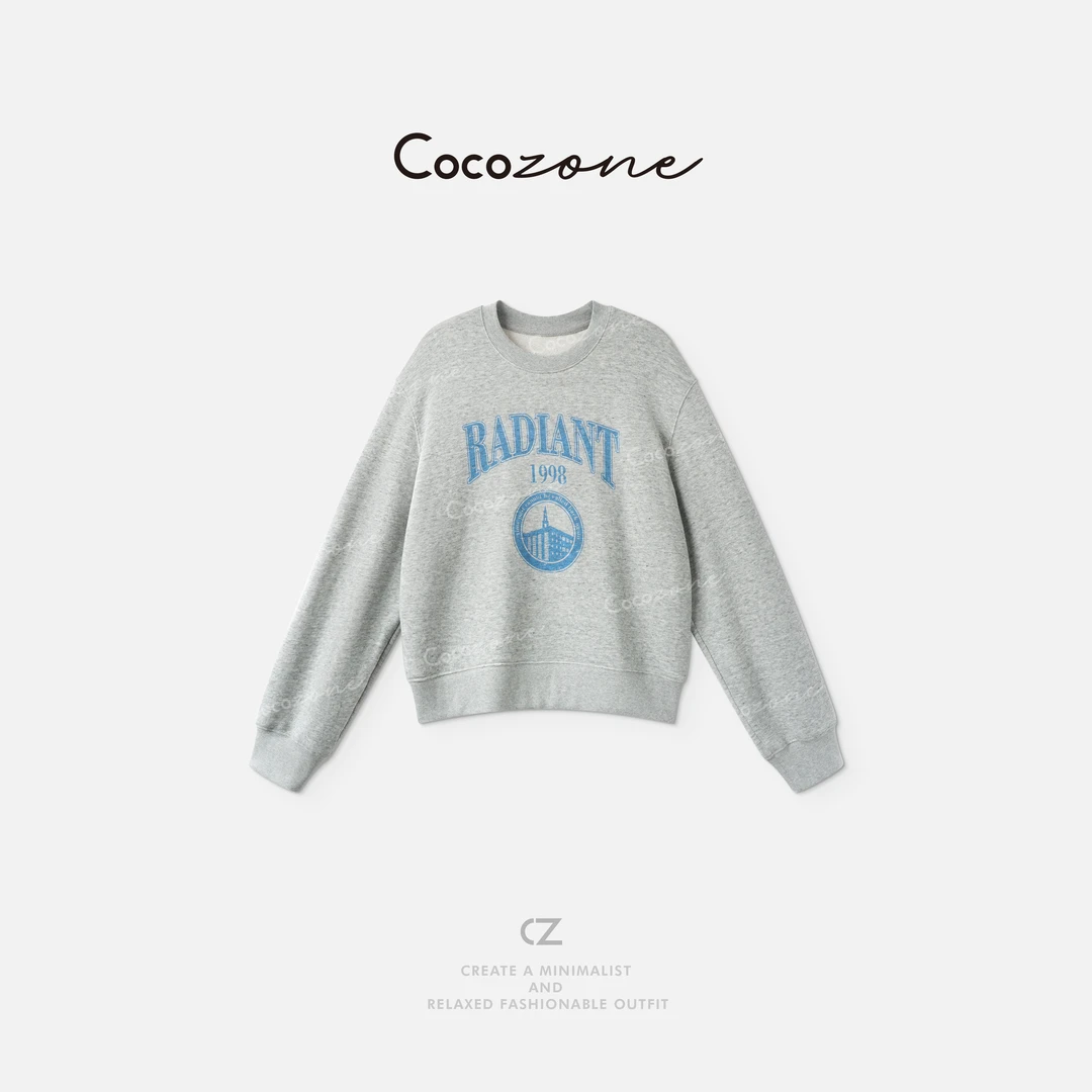 COCO ZONE 刘一一【100棉】圆领长袖街头风慵懒简约卫衣CD2A1598