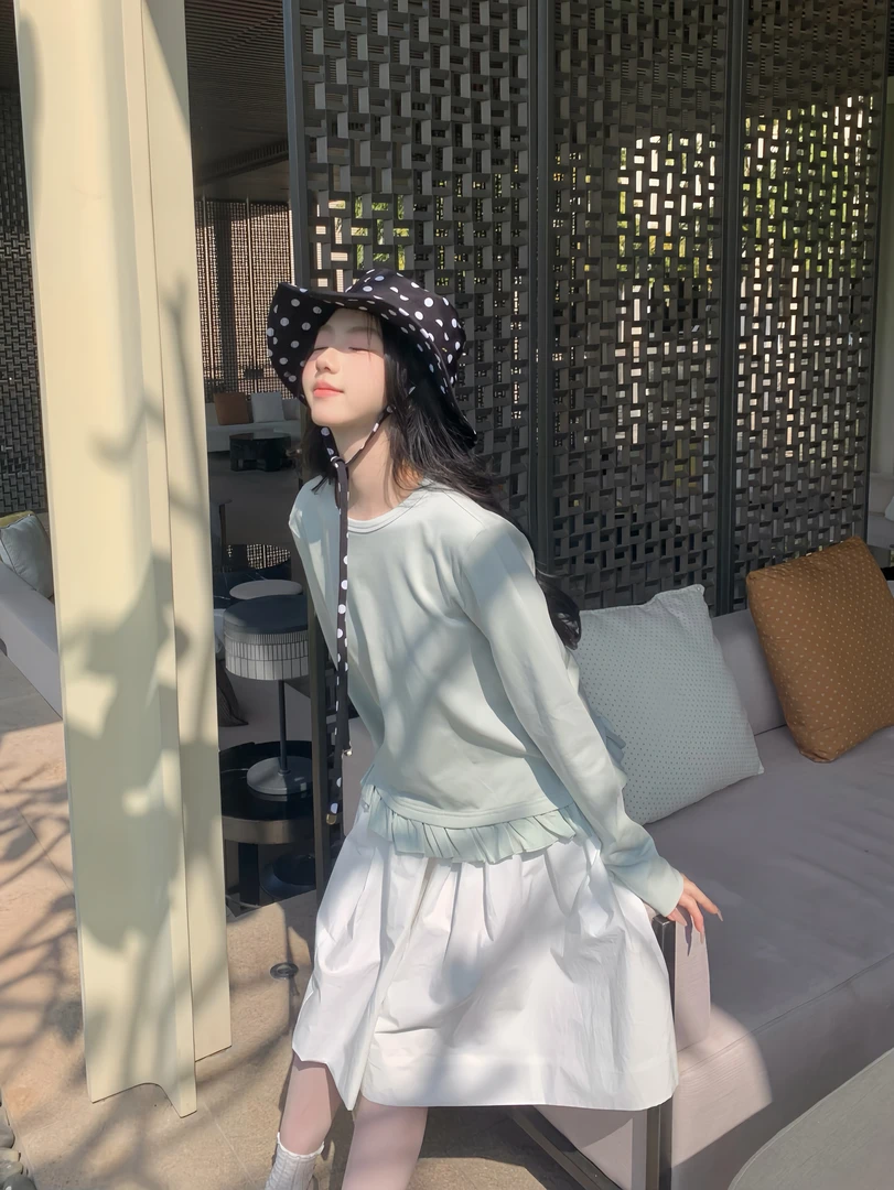 张爆爆春日花边T 短款甜美上衣荷叶边短裤基础款