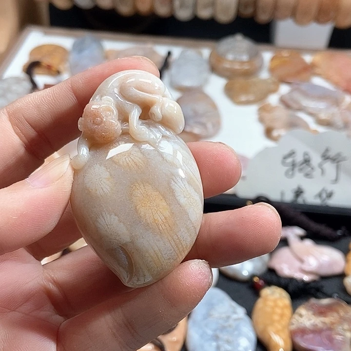 颈饰未镶嵌硅化珊瑚（珊瑚玉）
