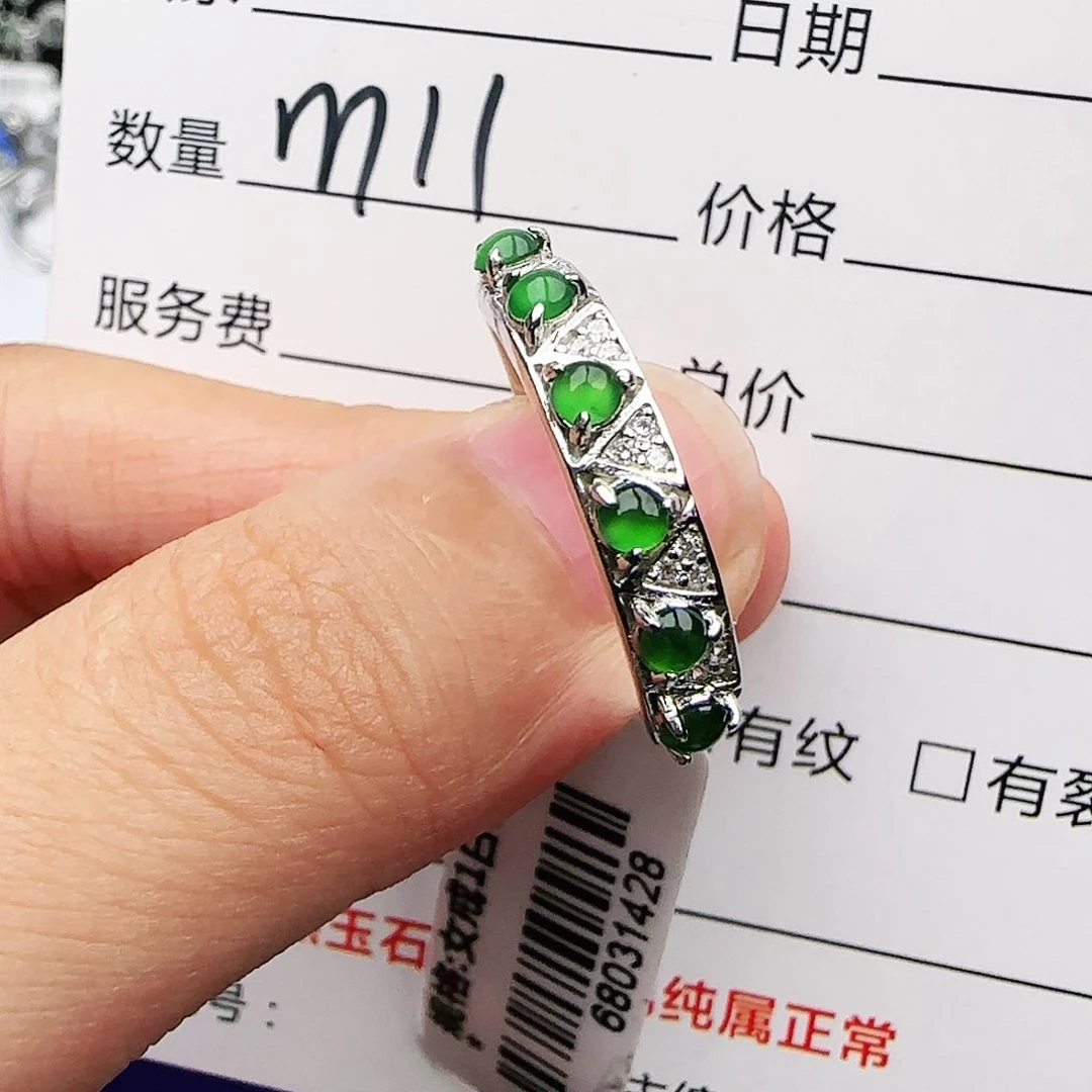 银S925镶嵌戒指翡翠戒指