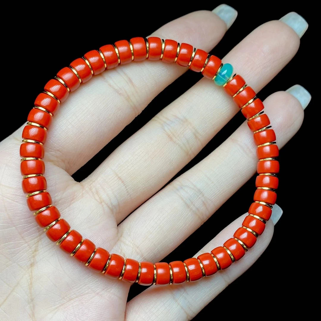 含辰砂工艺品【云上叙】V27148-S-朱砂DIY药片单圈手串6mm（甄选）