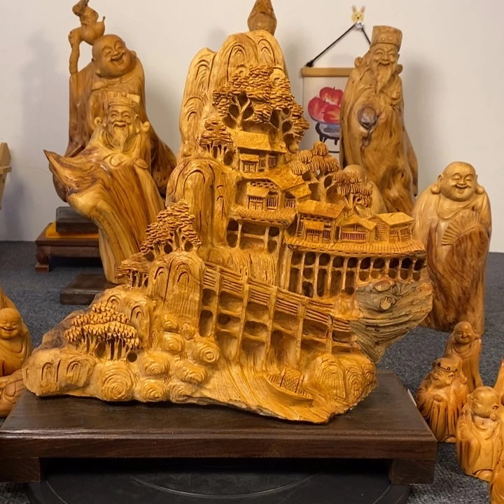 柏木（崖柏）太行崖柏山水倒流香根雕工艺品摆件