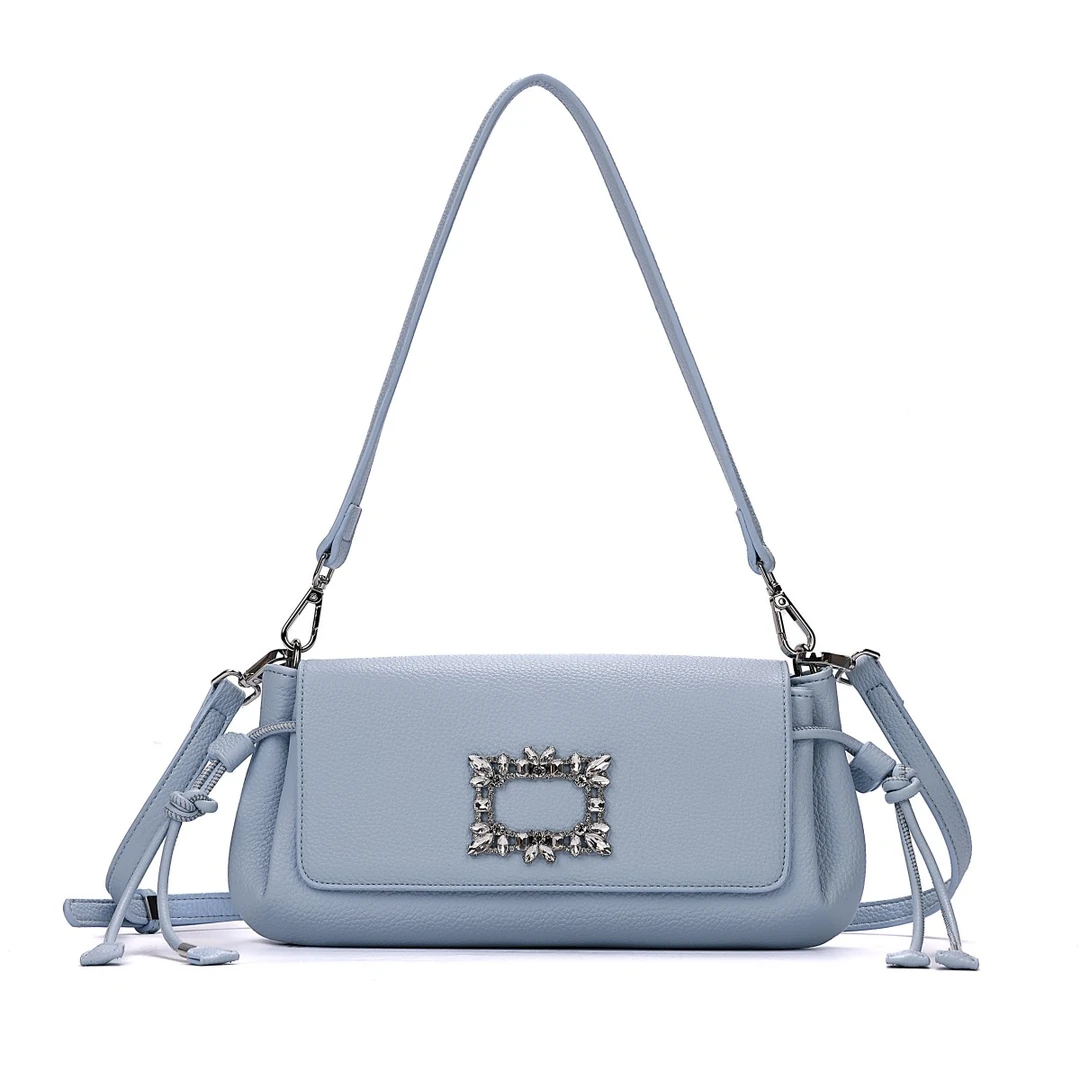 FIMKA高定轻奢浅蓝色单肩腋下法棍包