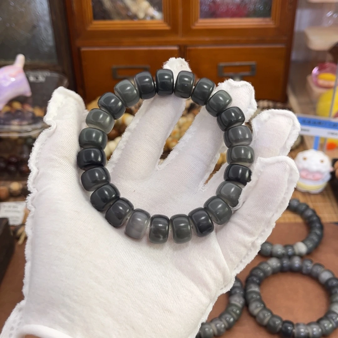 团****白玉菩提手串723 干磨7000目灰药片卡14