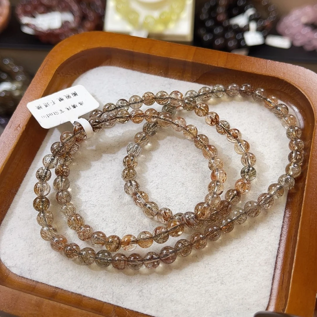 水晶未镶嵌手链三圈黑金 5+