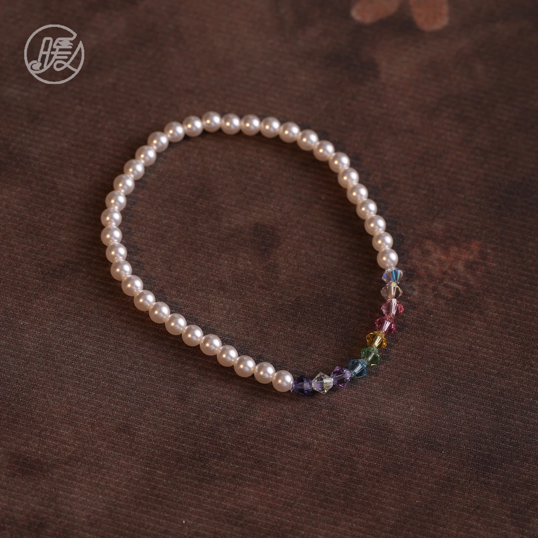 非金属仿珍珠手链 单圈贝珠4mm搭配切割配件手链C2871多样性发一