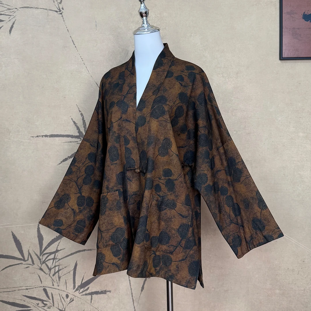 【卷卷新中式】“长安的荔枝”香云纱葡萄泥100%桑蚕丝茶服外套