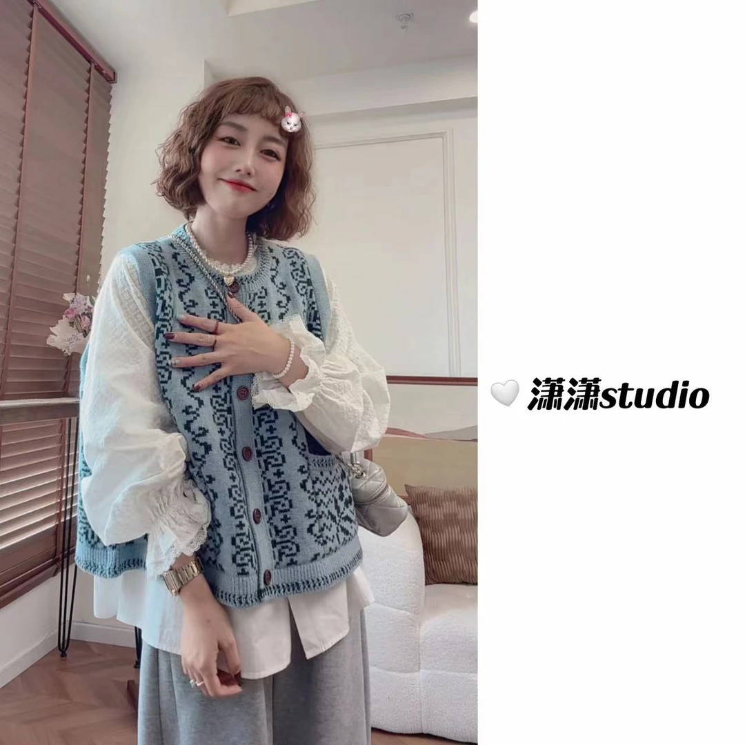 【藤花物语】【很厚实】【质感超好】【可当开衫】潇潇自制毛线马甲XM1171