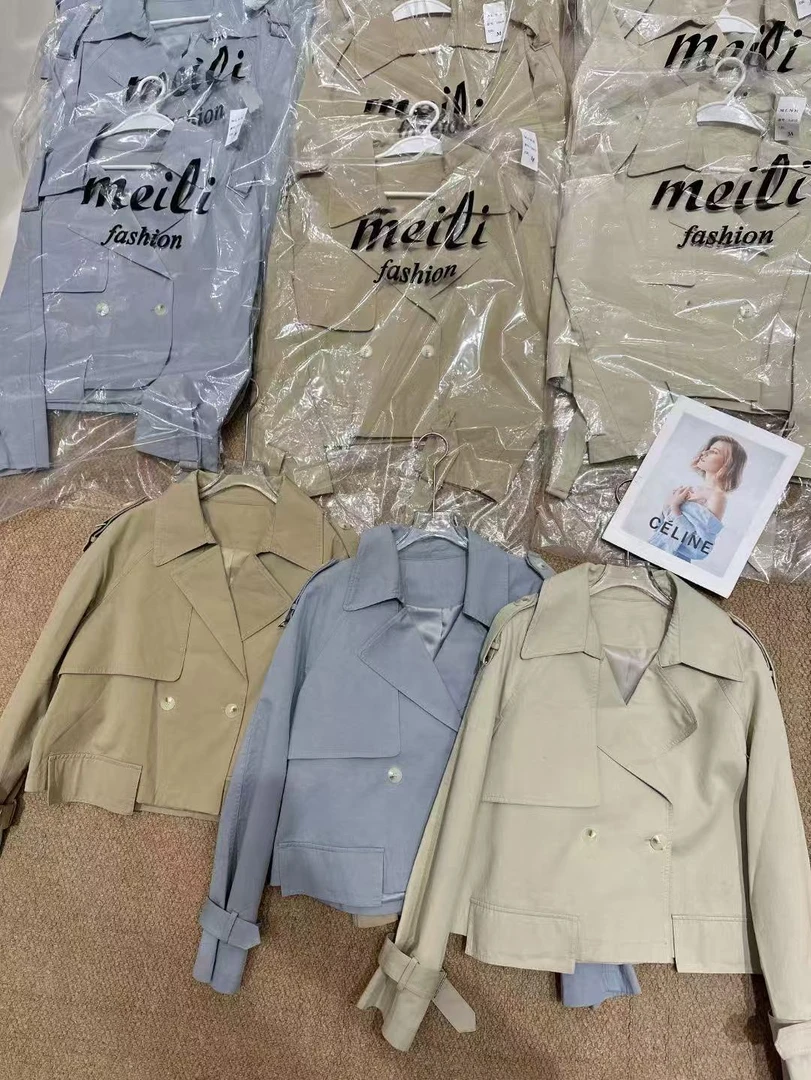 【喜欢·悦己】韩版西装领短款风衣外套   时尚百搭