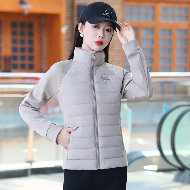 保暖纯色立领厚款修身棉袄冬季树脂固色户外棉服女
