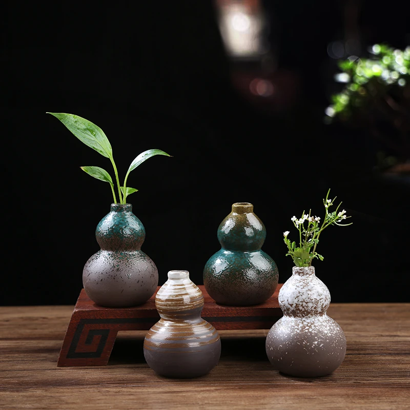 陶瓷复古简约花器中式小葫芦家居古朴水培插花花瓶桌面摆件饰品