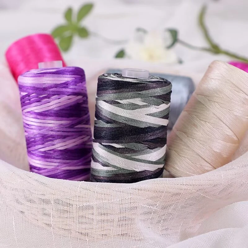 丝光扁带线冰丝线手工DIY编织夏凉帽亮丝线钩鞋线钩包包拖鞋