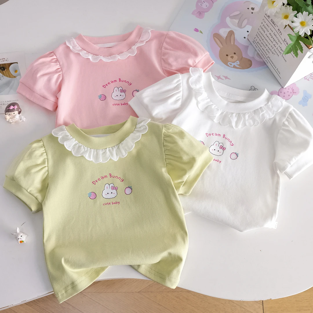 女童短袖t恤夏季2025新款儿童洋气套头上衣宝宝衣服薄款夏装童装