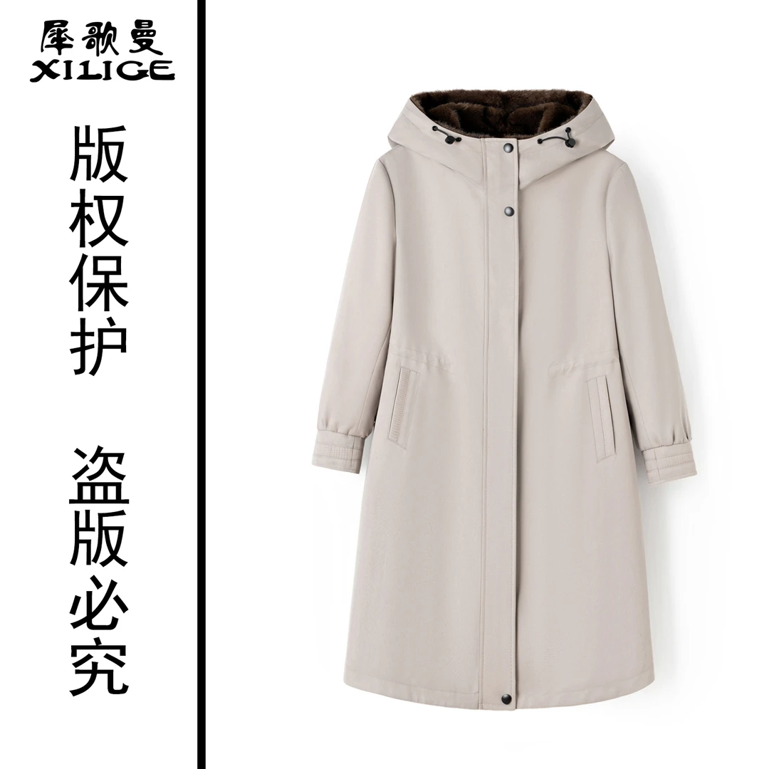 长款110CM正品貂绒派克服长款加绒加厚冬季显瘦连帽外套PK2588