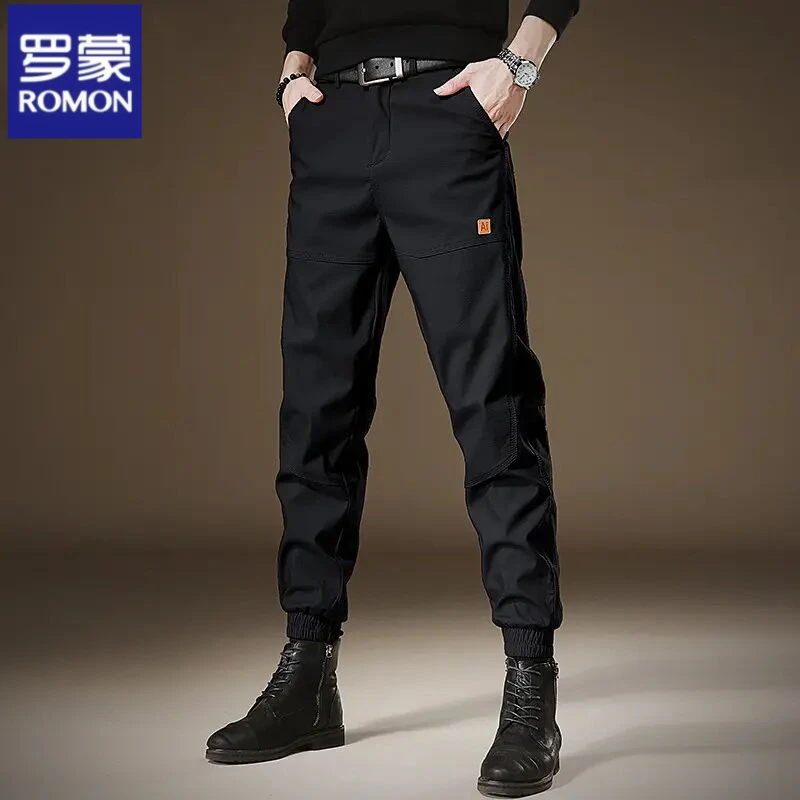 罗蒙潮牌春秋时尚薄款工装裤男潮流宽松束脚运动裤弹力男士休闲裤