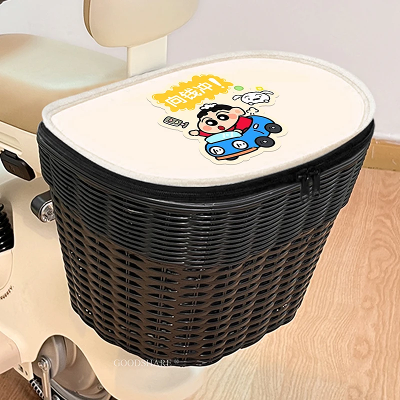 电动车后置车筐储物筐大容量可爱卡通蜡笔小新电瓶车后用靠背挂篮