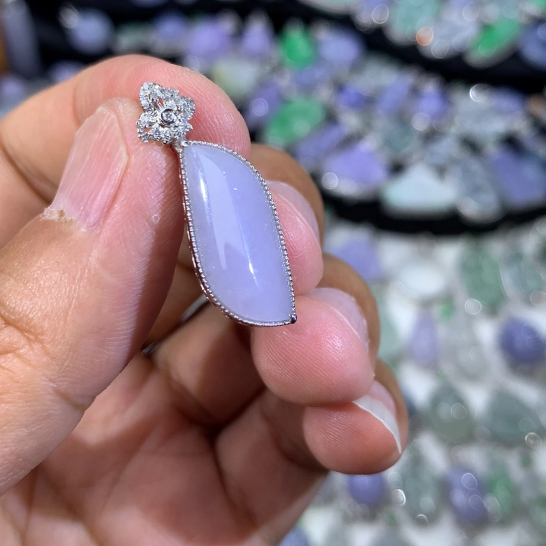 翡翠18K金镶嵌吊坠(不含链)