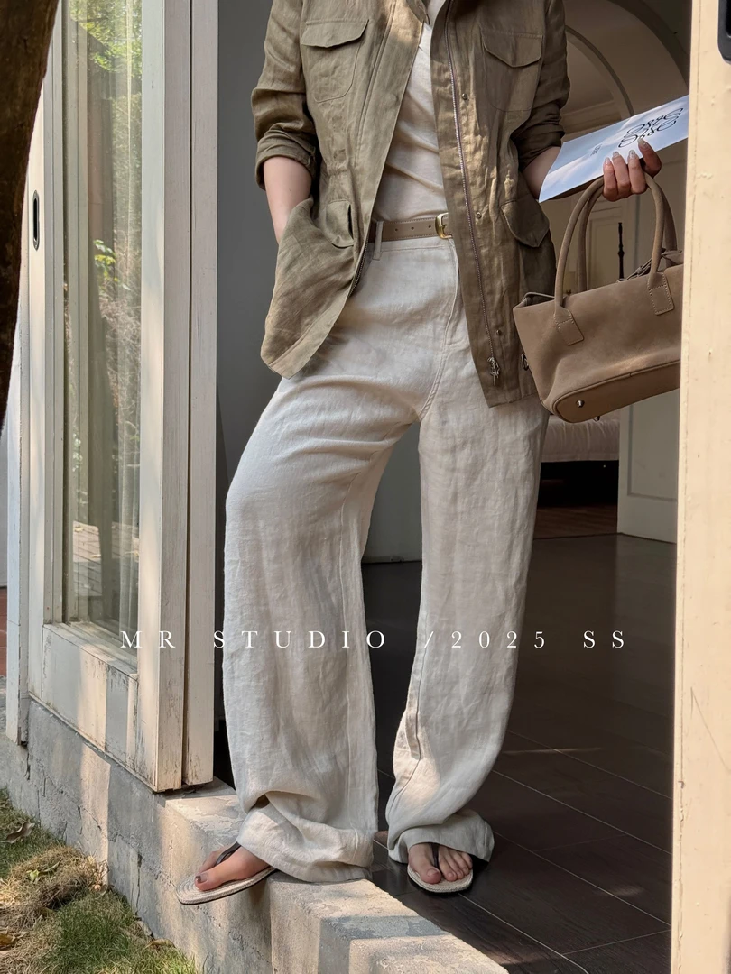 【YILI显瘦女装】100%亚麻休闲舒适休闲裤 Y0383