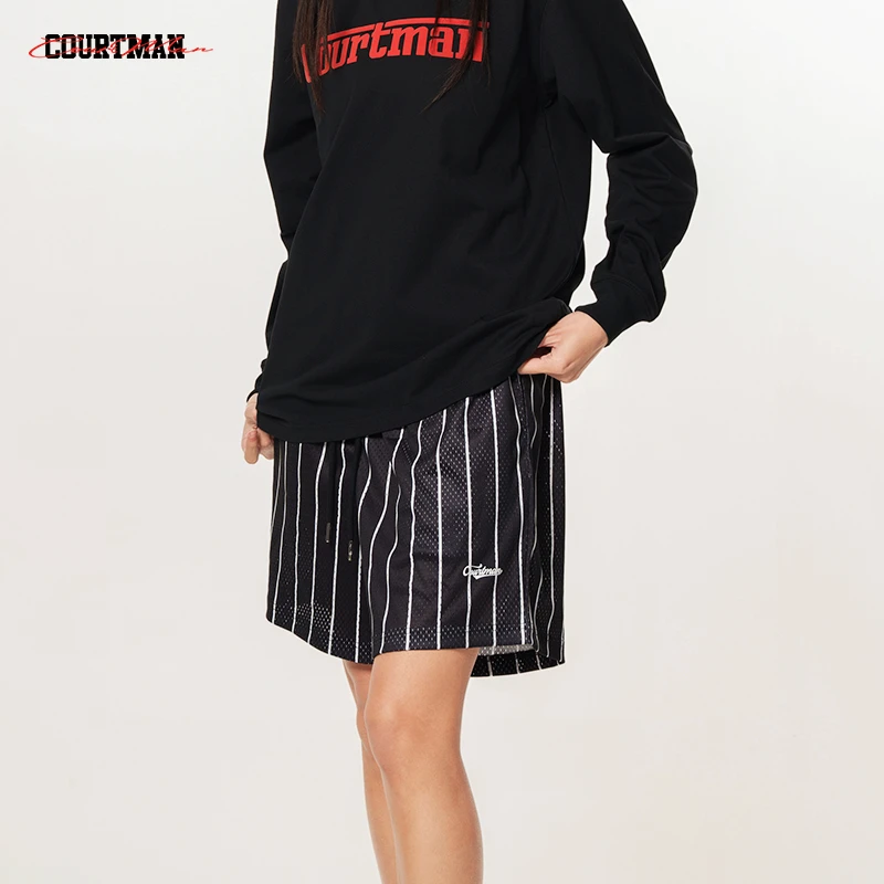 COURTMAN/野球帝美式运动短裤复古条纹篮球透气训练男女休闲宽松