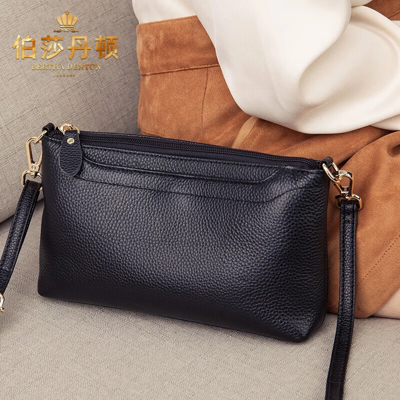 伯莎丹顿轻奢单肩斜挎包女士包包时尚真皮小方包百搭休闲手机包