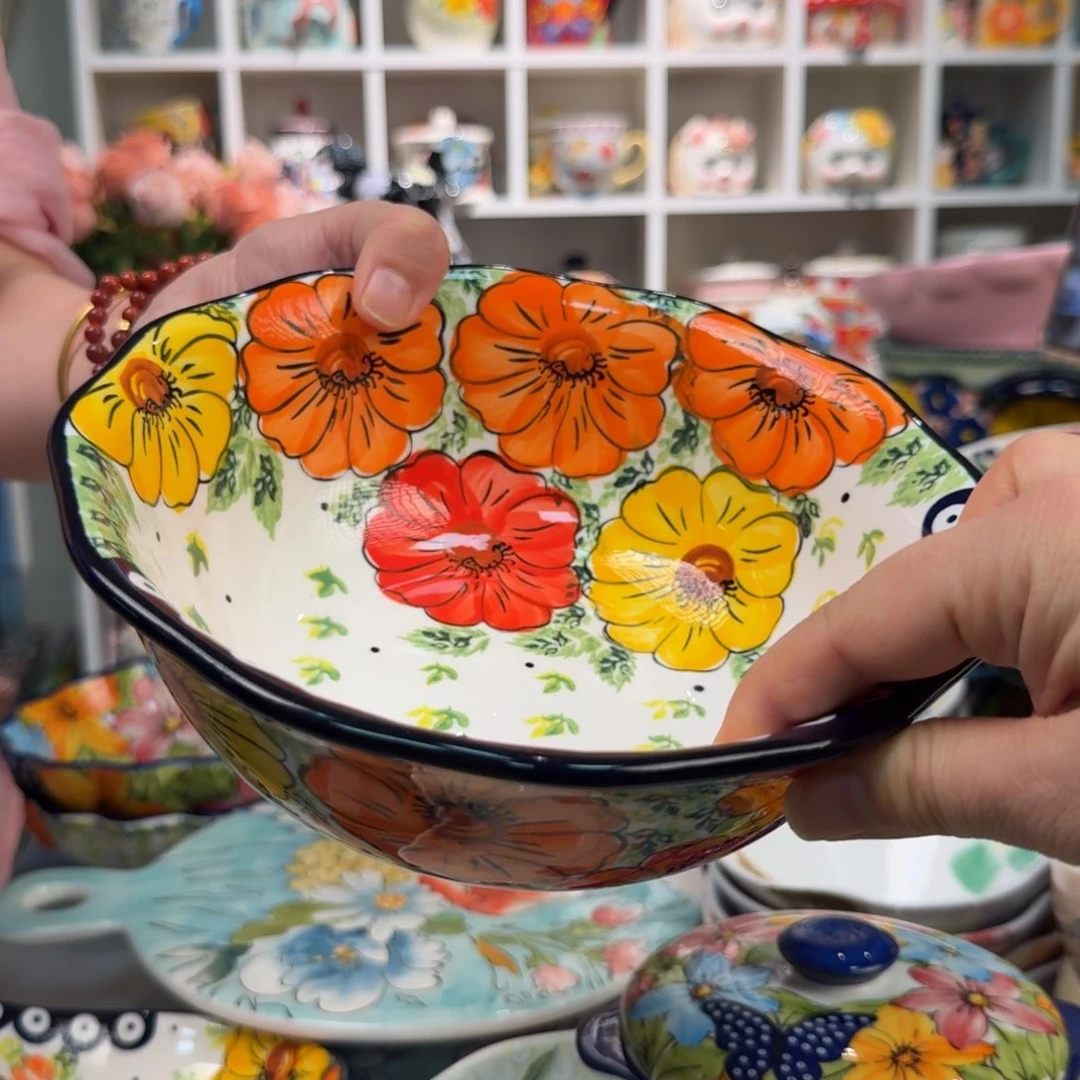 陶瓷7.5英寸南瓜猫面碗一只