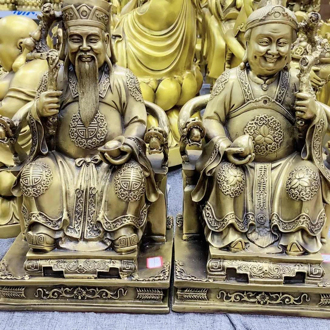 【闪购商品】铜土地公土地婆摆件35厘米