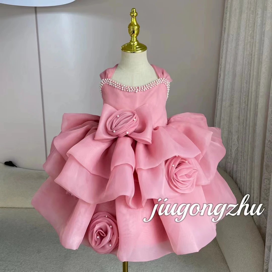 【甜粉玫瑰】女童礼服轻奢小众高端新款主持人公主洋气中小童花童