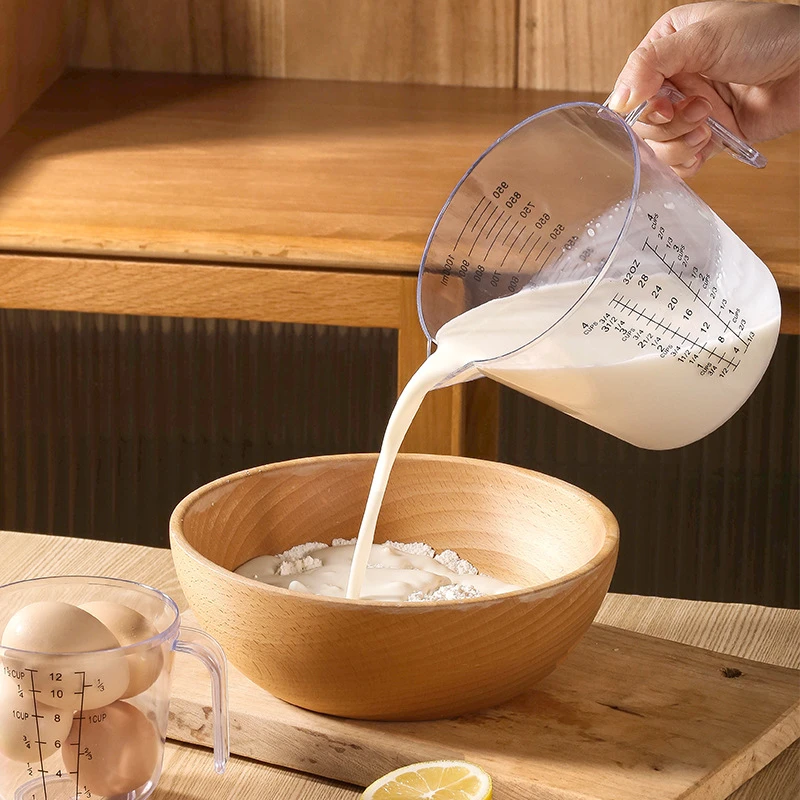 量杯带刻度塑料杯家用耐高温打蛋杯奶茶面粉毫升计量杯烘焙刻度杯