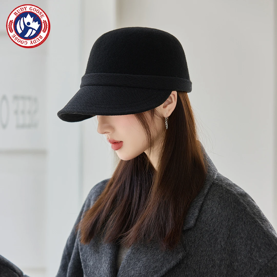 加拿大RUDY GOOSE鹅羊毛呢帽女秋冬保暖八角鸭舌帽复古渔夫马术帽