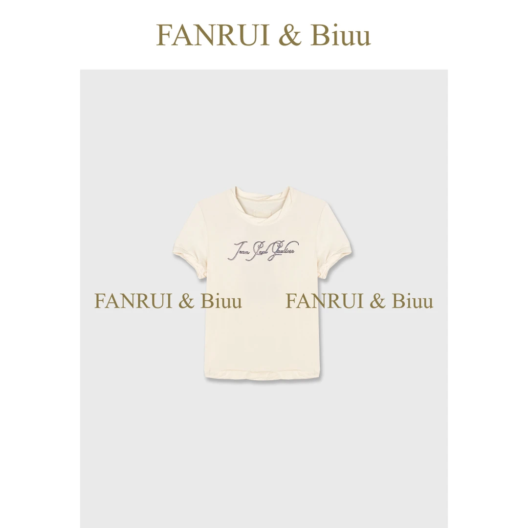 FANRUI/泛芮「曼谷热浪」刺绣圆领设计感宽松显瘦新款短袖T恤B16254