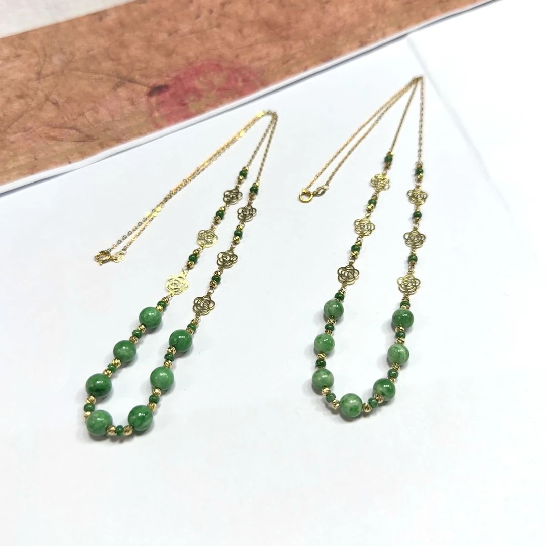 【小宝珠宝】18 T95277-18K金翡翠项链-多样性发一件-6.5mm