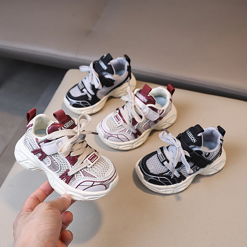 21-30码儿童运动鞋春秋款男童网面透气跑步鞋女童软底防滑老爹鞋