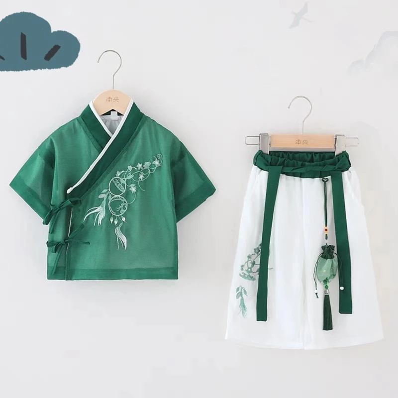 儿童薄款中国风小童国学服套装儿童节汉服宝宝夏季复古儿童表演服