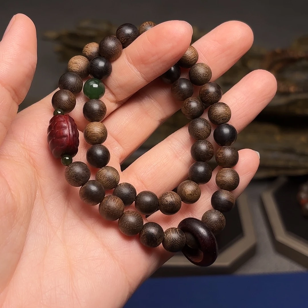 沉香手串越南芽庄绿棋瘤疤0.8设计