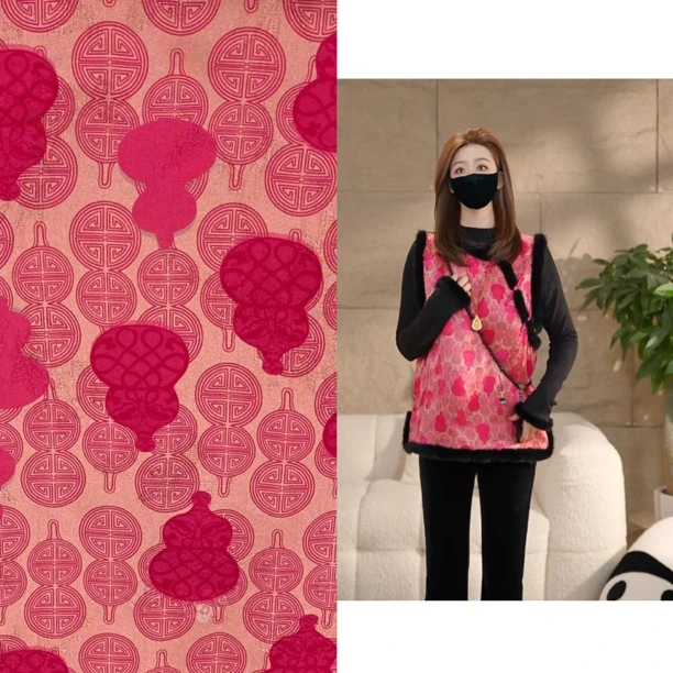 Miss.Z【福禄满堂】提花拼水貂毛夹棉马夹#m2327