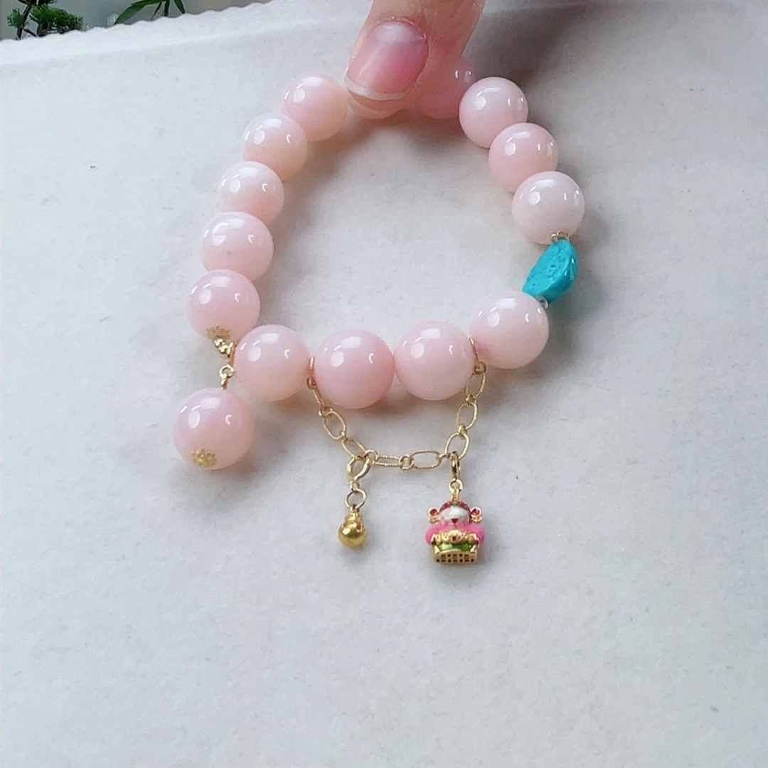 蛋白石手链18K金镶嵌粉澳宝13