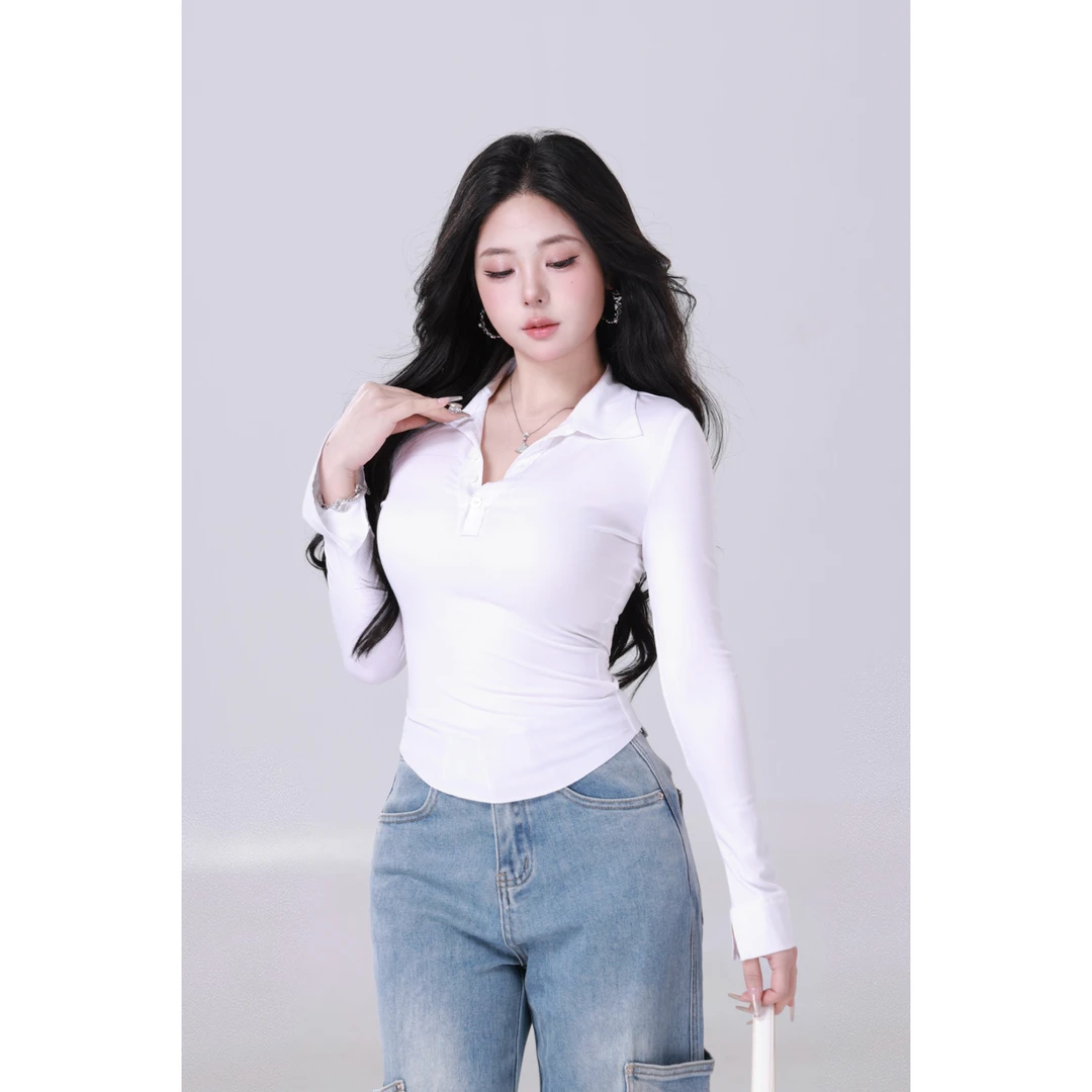 清清MengFairy【女团松弛感】纯欲百搭长袖修身针织上衣3866M欧若风