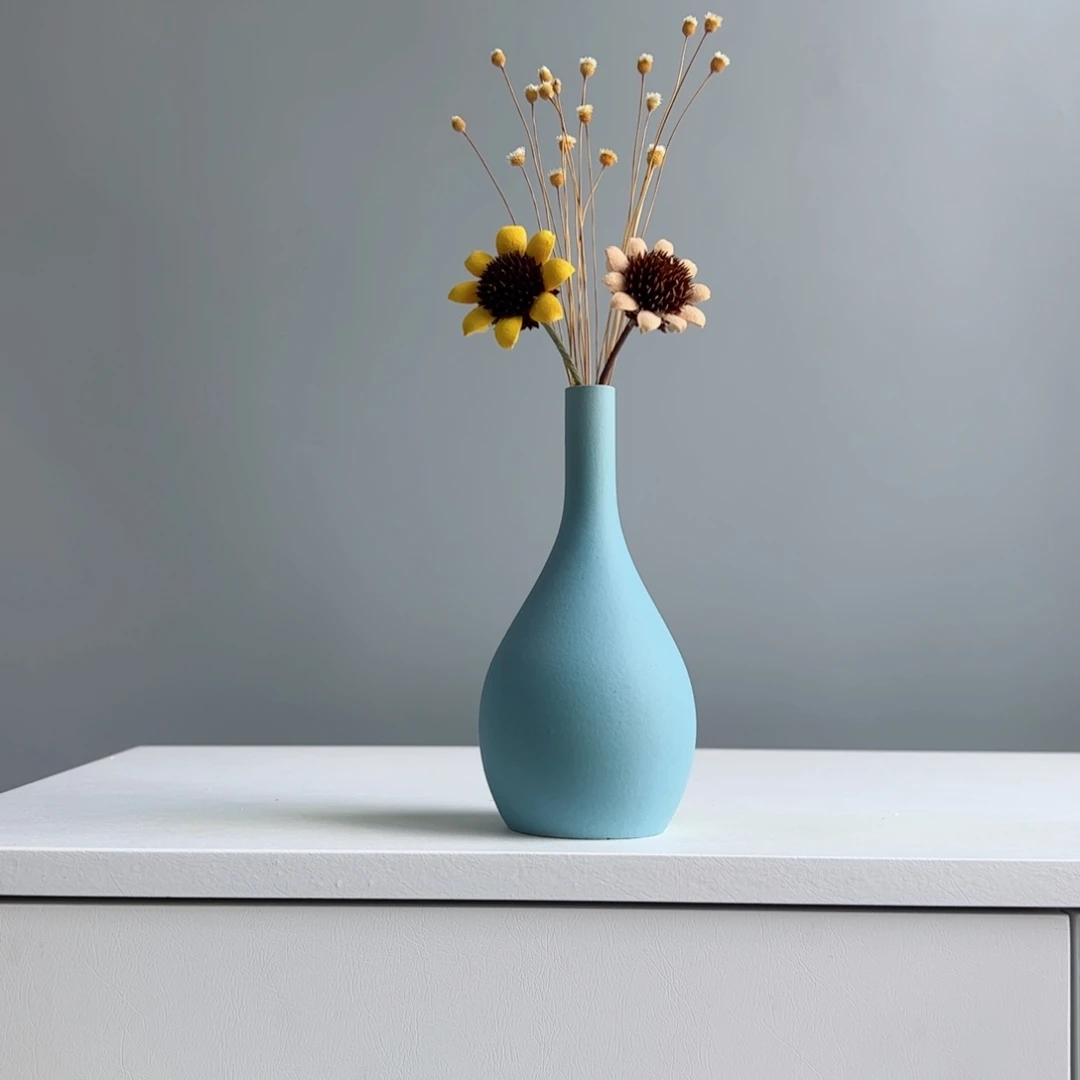 摆件陶瓷小花瓶摆件含花总高约20-30cm
