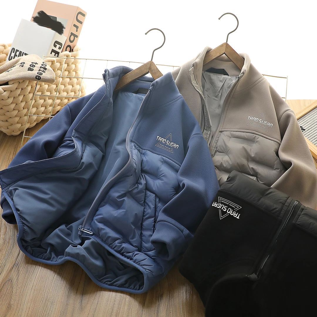 男童羽绒服加厚儿童冬装2025新款男孩织拼接外套