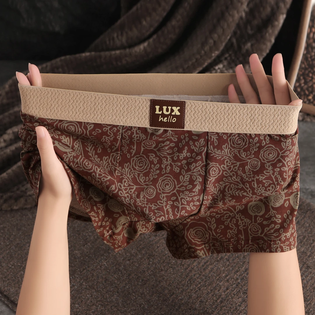 棉质轻奢四角男士内裤新款宽松透气舒适内搭短裤头青年中腰平角裤