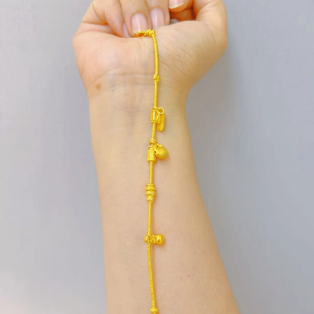 足金999胖福葫芦平安喜乐盘缠5G黄金手链精致百搭黄金手链1412