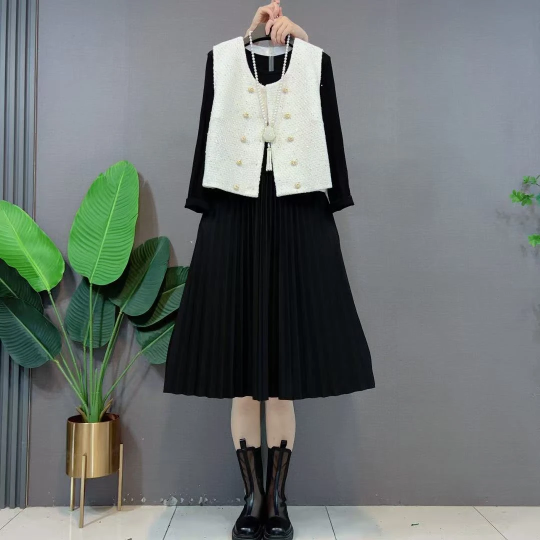 欧货名媛小香风套装秋季连衣裙女装2025新款爆款高级感两件套裙子