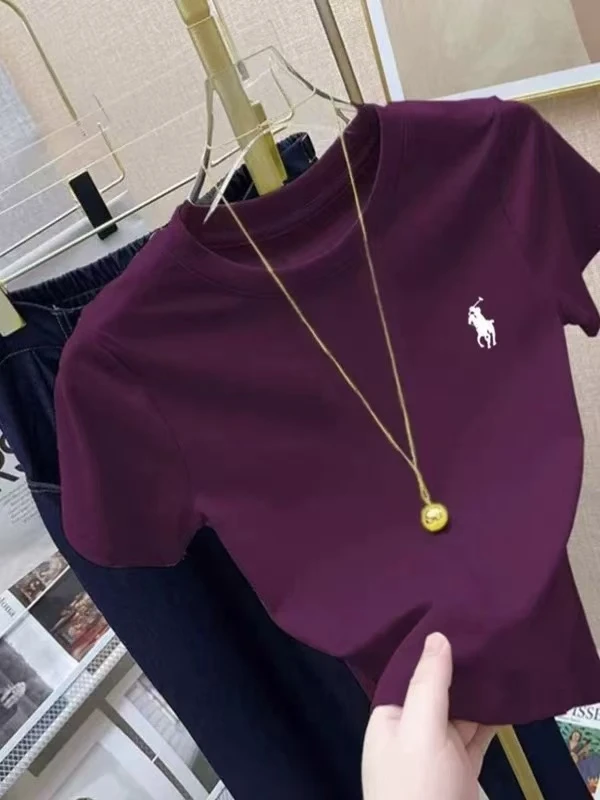 X11#2025夏季欧货洋气短袖t恤女内搭打底衫修身显瘦chic气质上衣