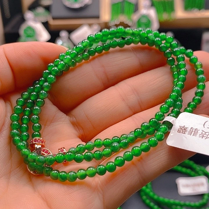 翡翠未镶嵌耳饰天然A货翡翠珠链卡3.5