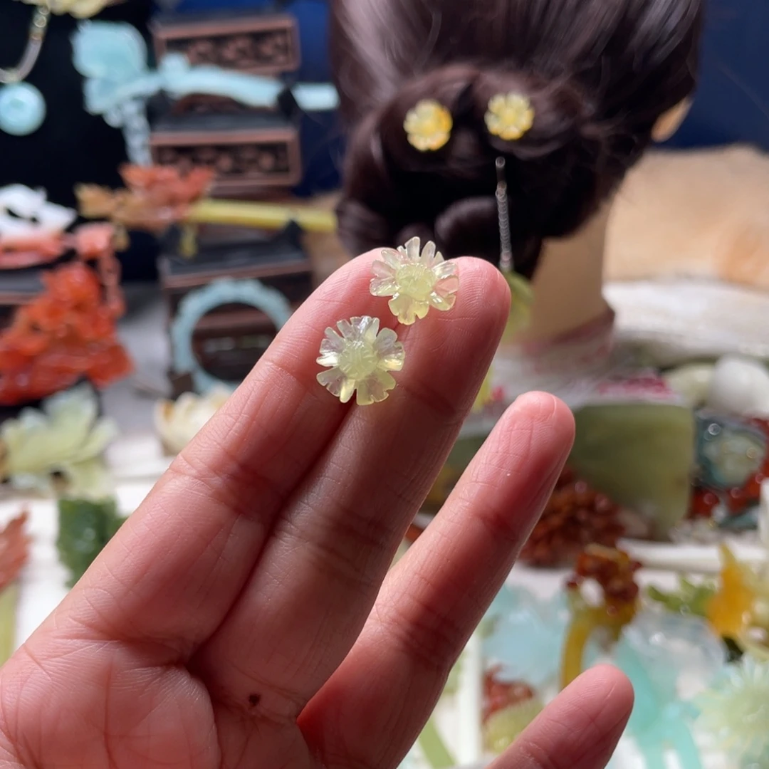 【闪购商品】蛇纹石玉发饰未镶嵌林*