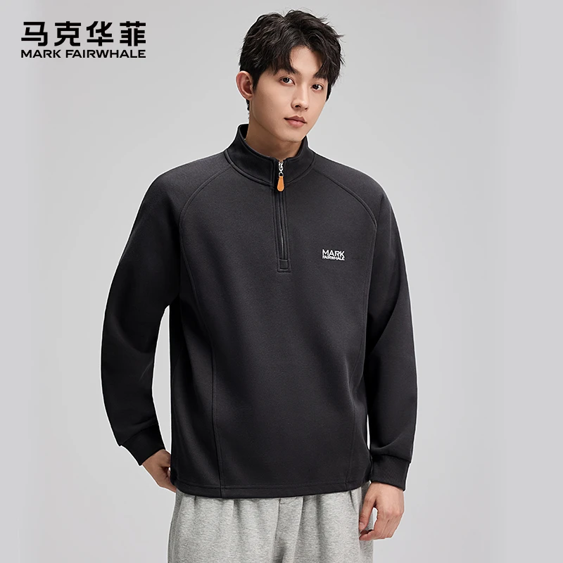 MARK FAIRWHALE/马克华菲半拉链棉质卫衣男款春秋季立领长袖上衣