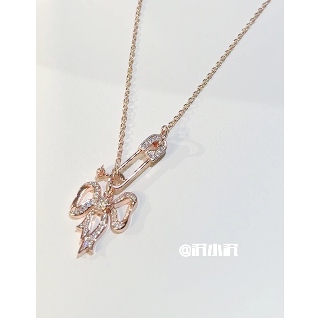 铜合金项链 【别针蝴蝶结项链X29】高版本简约气质百搭轻奢项链