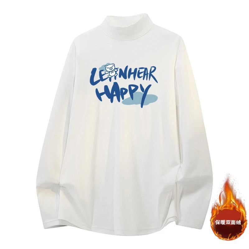 YNZ.XX半高领德绒t恤男秋冬季港风宽松打底衫内搭2025新款长袖T恤