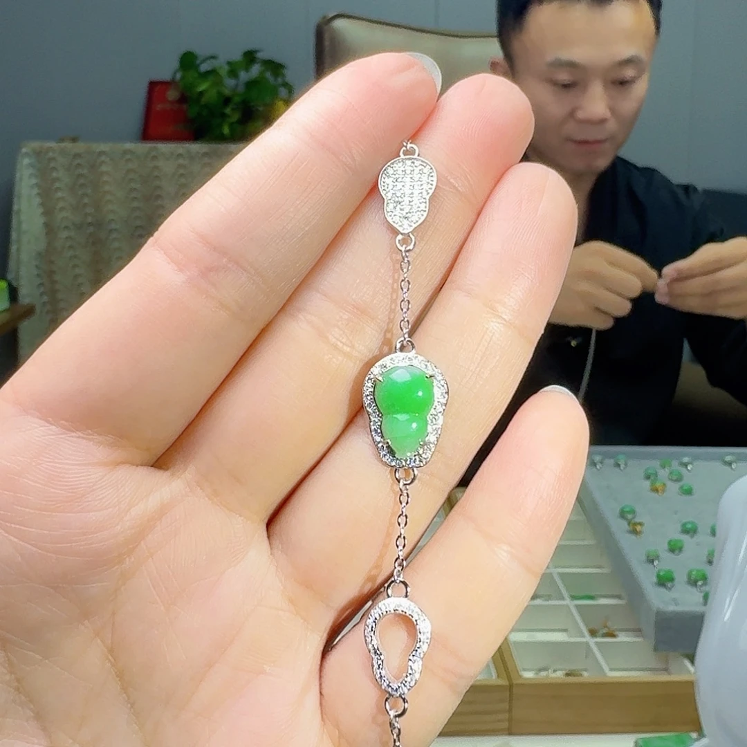 银S925镶嵌手链翡翠天然